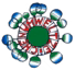 Rundes Logo des Österreichischen Umweltzeichens mit stilisierter Baumkrone nach Friedensreich Hundertwasser