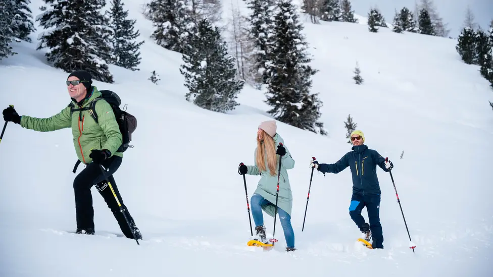 Schneeschuhwanderer in Winterlandschaft